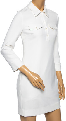 Diane von Furstenberg White Knit Pocket Detailed Simone Shirt Dress XS