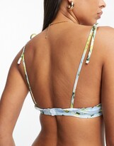 Thumbnail for your product : Monki satin tie shoulder bra in vintage floral print