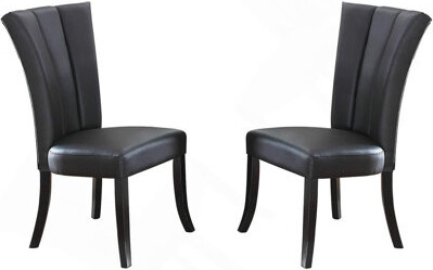 Red Barrel Studio Faux Leather Upholstered Lines Back Set Of 2Pc Chairs Dining Room Wide Flair Back Chair