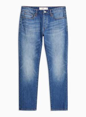 Topman Mens Blue Mid Wash Stretch Slim Jeans