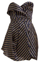 Thumbnail for your product : Alexandre Vauthier Strapless Striped Organza Mini Dress - Navy Multi