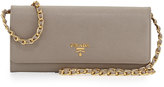 Thumbnail for your product : Prada Saffiano Wallet on a Chain, Gray (Argilla)