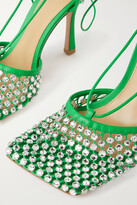 Thumbnail for your product : Bottega Veneta Leather-trimmed Crystal-embellished Mesh Pumps - Green