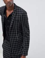 Thumbnail for your product : ASOS Design Skinny Suit Jacket In Black And White Check With Embroidery