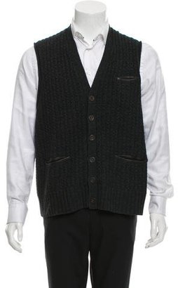 John Varvatos Wool Rib Knit Sweater Vest