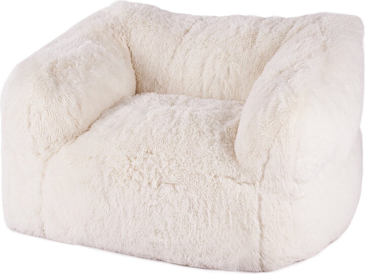 KFFKFF Bean Bag Seat, Armchair Style BeanBag for Grown-ups, Soft Furry Fabric & Dense Foam Interior, Adult Bean Bag featuring Zapper, Cozy Lounger Perfect for Lounge, Sleeping Area, in Beige