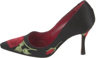 Manolo Blahnik Satin Floral Print Pumps