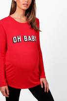 Thumbnail for your product : boohoo Maternity Oh Baby PJ Set