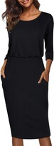 Thumbnail for your product : Moyabo Womens Plus Size Dresses 3/4 Sleeve Round Neck Hips-Wrapped Bodycon Office Pencil Dress Black Medium