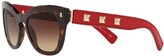 Thumbnail for your product : Valentino VA4037 Women's Studded Leather Frame Cat's Eye Sunglasses, Tortoise Red/Brown Gradient