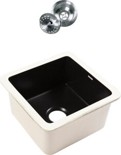 Sinkology Eden Matte Black Fireclay 18" Single Bowl Undermount Kitchen Sink with Drain