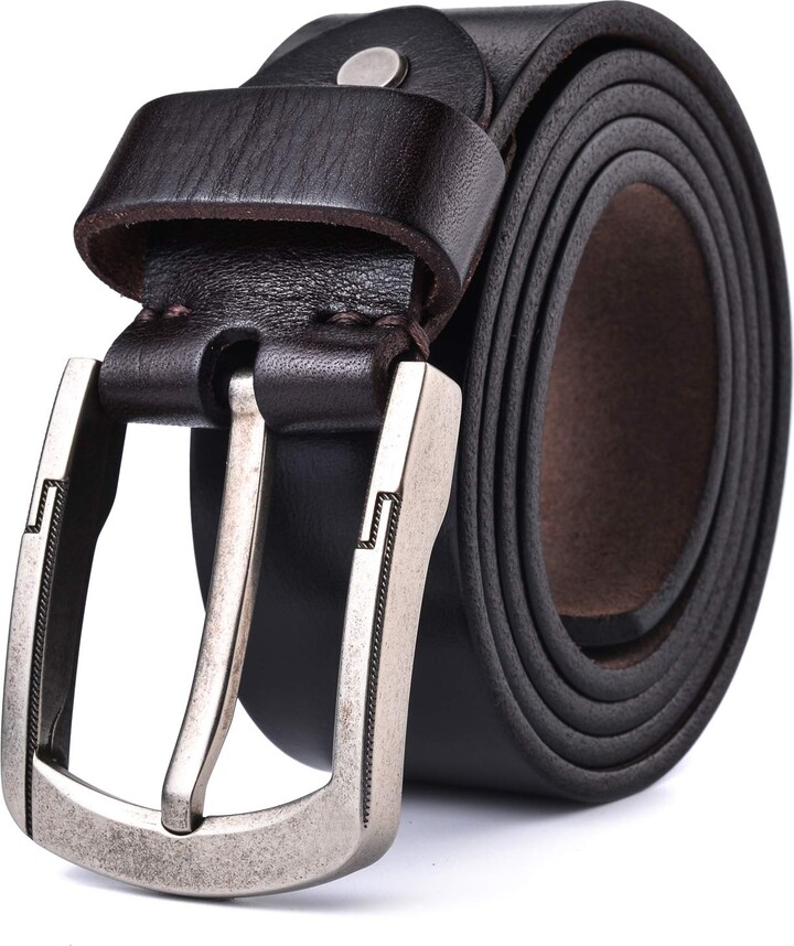 Alice & Elmer Men's Belt Genuine Full Grain Leather Belts With Classic ...
