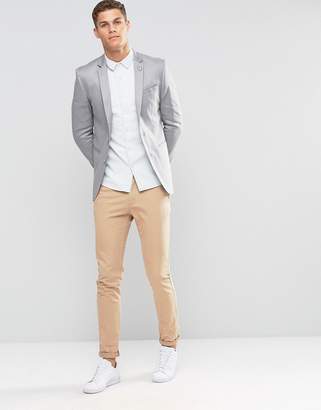 ASOS DESIGN Skinny Suit Jacket in Linen Mix