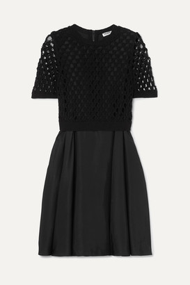 Kenzo Layered Satin And Crocheted Cotton-blend Dress - Black