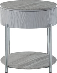 Corrigan Studio Yukino Gray High Gloss & Chrome Finish End Table