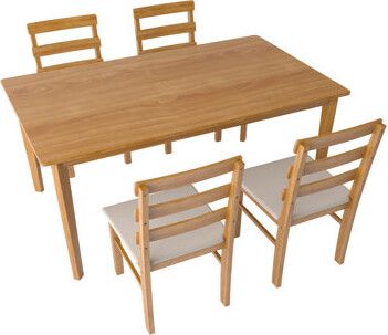East Urban Home Original Wood Color Solid Wood Dining Table And Chair Set 5 Pieces Dining Room Table And Chair Set Including 1 Rectangle Table + 4 Back Chairs Practic