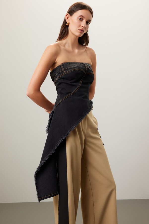 Monse Twisted Denim Top Black