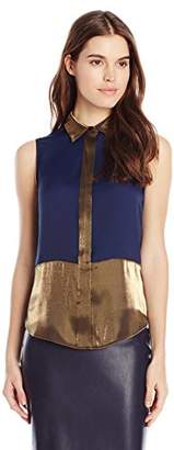 Anne Klein Women's Color-Block Button-Front Blouse