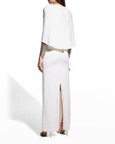 Thumbnail for your product : Jenny Packham Embroidered-Sleeve Cape Column Gown