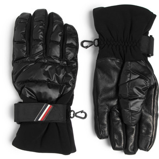 Moncler Grenoble Shell, Leather and Jersey Down Ski Gloves