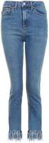 Thumbnail for your product : Topshop Moto fringe hem straight leg jeans