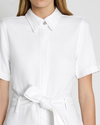 7 For All Mankind Denim Lustre Belted Shirtdress in Brilliant White