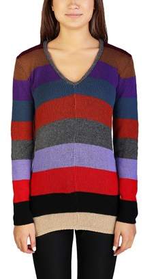 Prada Women's Cashmere Striped V-neck Sweater
