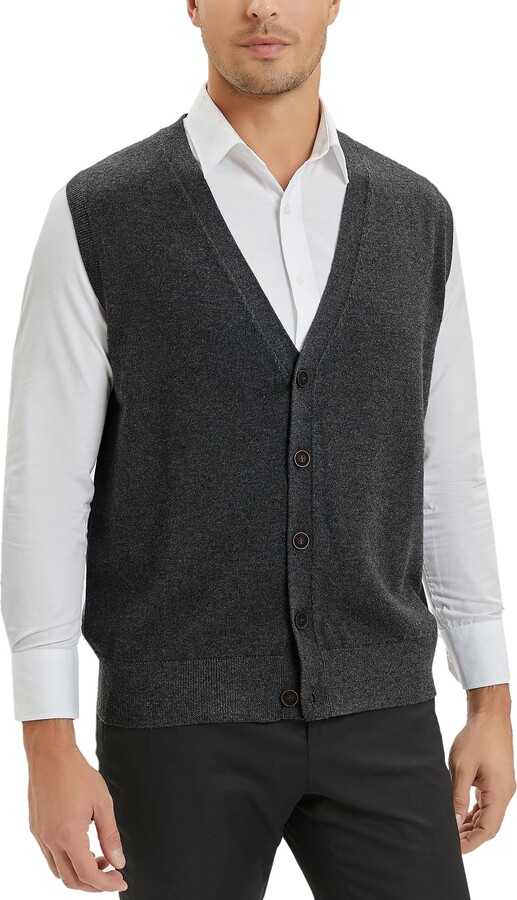 Wool Vest Mens Sleeveless Cardigans Mens Black Vest Kallspin Men's