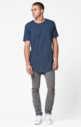 PacSun Sapling Striped Extended Length Scallop T-Shirt