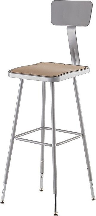 National Public Seating NPS 6300 Series Armless Wood/Steel Lab Stool With Backrest, Gray (6330HB)