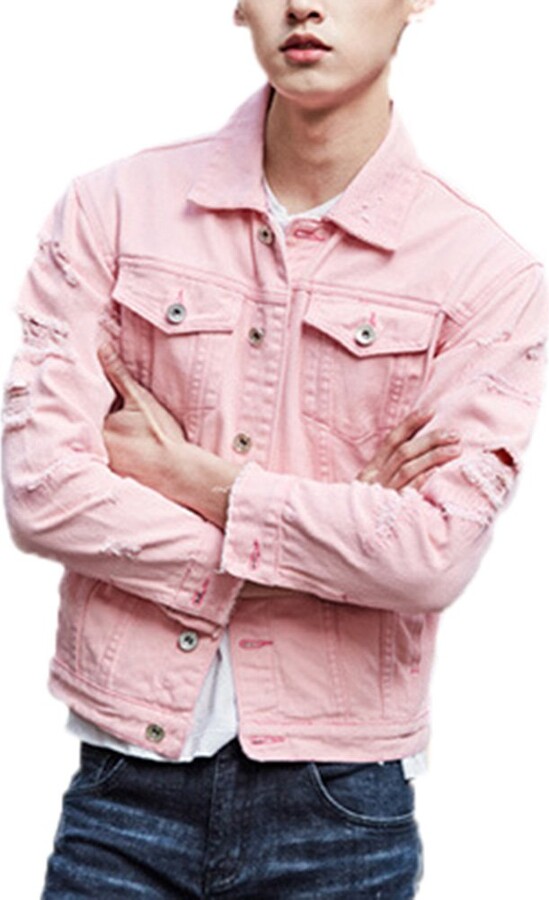 pink jean jacket men