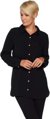 Susan Graver Regular Stretch Woven Button Front Shirt