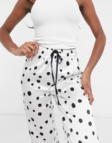 Thumbnail for your product : Asos Tall ASOS DESIGN Tall mix & match satin pyjama trouser in splodge spot print