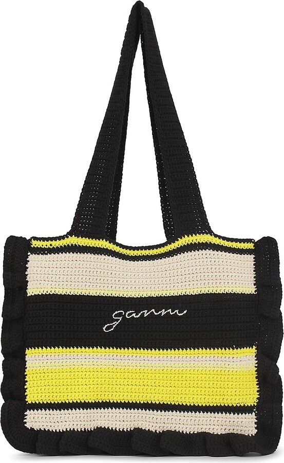 Ganni Striped Crochet Frill Tote - ShopStyle