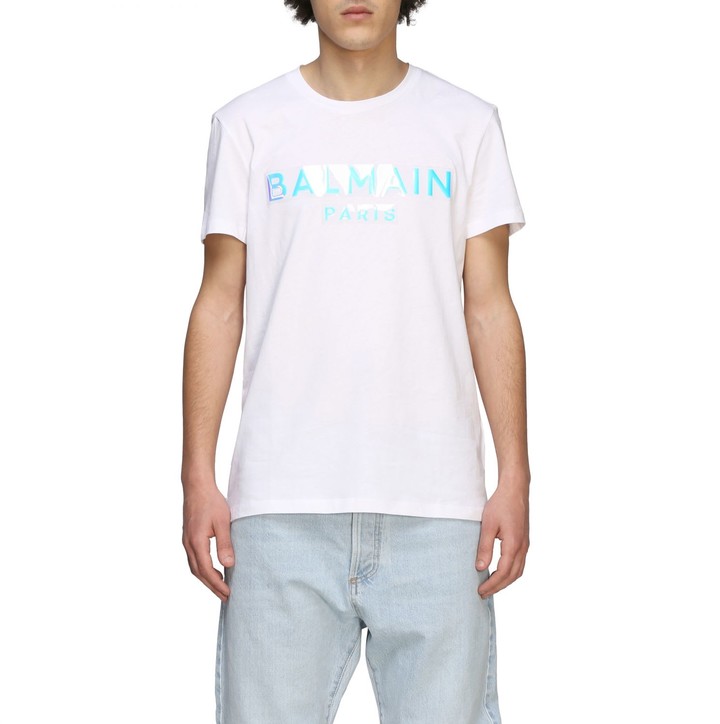 Balmain T-shirt T-shirt With Iridescent Logo - ShopStyle