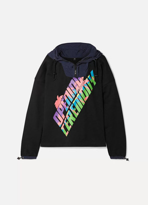 Opening Ceremony Shell-trimmed Logo-print Cotton-terry Hoodie - Black