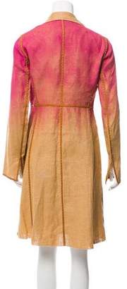 Fendi Leather-Trimmed Linen Coat