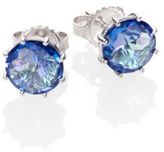 Thumbnail for your product : Suzanne Kalan English Blue Topaz & 14K White Gold Round Stud Earrings