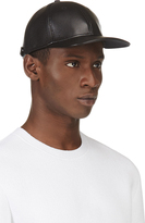Thumbnail for your product : Marc by Marc Jacobs Black Grain Leather MJ Letterman Baseball Cap