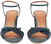 Thumbnail for your product : Malone Souliers Tara Crystal-embellished Leather Sandals - Dark Green