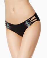 Thumbnail for your product : California Waves Embroidered Cutout Bikini Bottoms