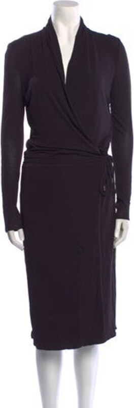 Gucci Wrap Dress From the 2006 Collection by Frida Giannini Purple Long Sleeve with V-Neck Concealed Zip Closure at Side Designer