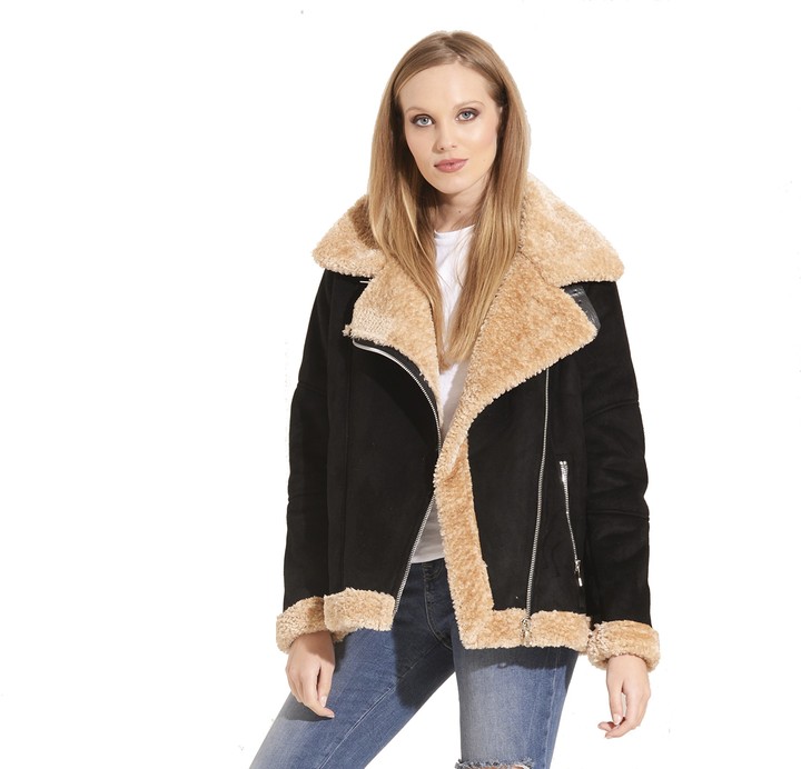 black suede fur lined jacket