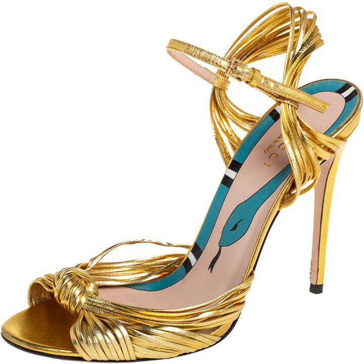 gucci gold sandals heels