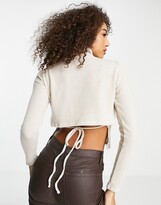 Thumbnail for your product : Only roll neck tie back top in cream