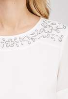 Thumbnail for your product : Forever 21 Forever 21 Contemporary Embroidered Floral Pattern Blouse