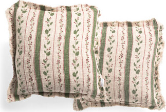 TJMAXX 20X20 2Pk Slub Printed Cushions With Frayed Edges, Cotton/Polyester