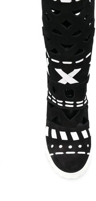 Casadei Cut-Out Wedge Boots