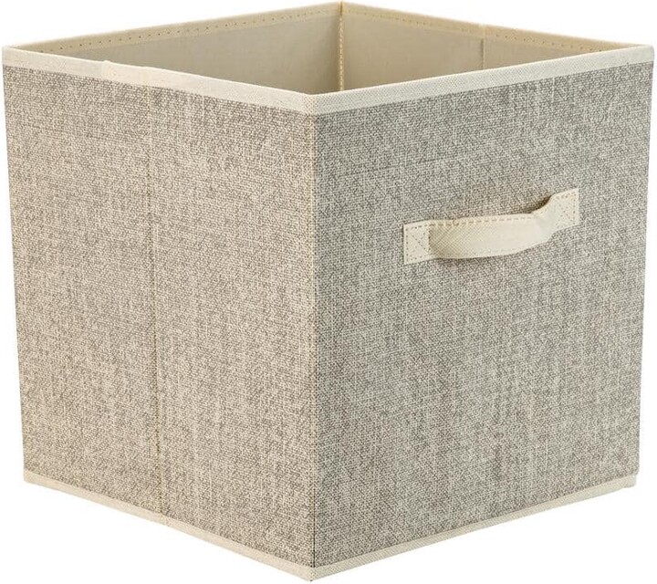 Simplify 12 in. H x 12 in. W x 12 in. D Beige Plastic Cube Storage Bin