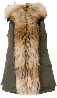 Woolrich racoon fur trim hooded gilet